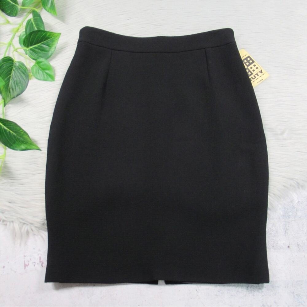 RUTY PARIS Vintage Wool Crepe Black Pencil Skirt Lined Women’s Size 42 US 10 NEW